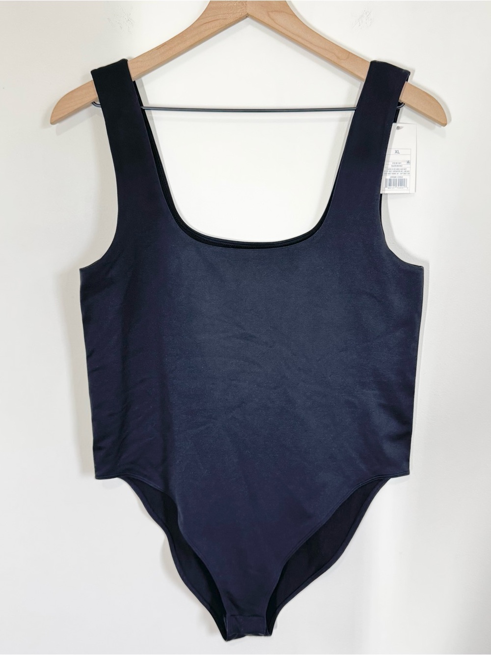 A New Day Essential Tank Bodysuit Size XL Black Stretch Microfiber Lounge Basic